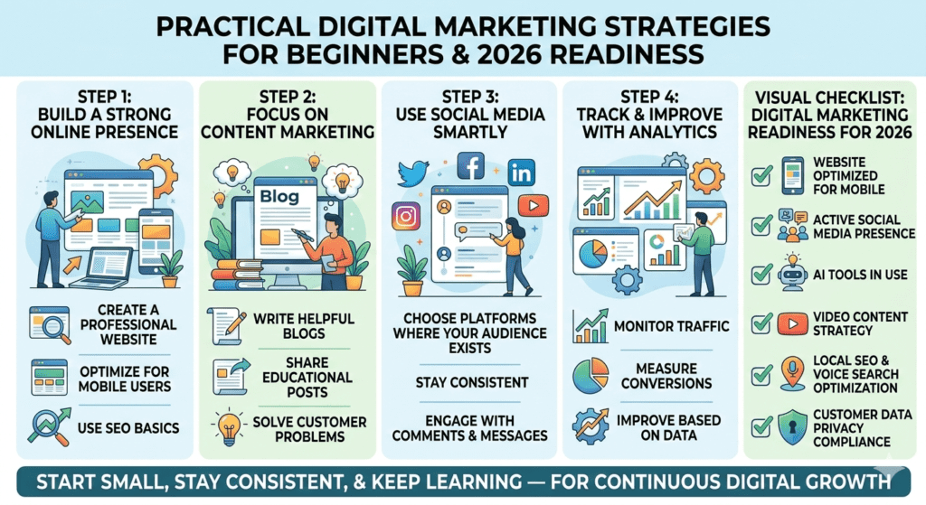 digital marketing course online with SEO, social media and analytics dashboard